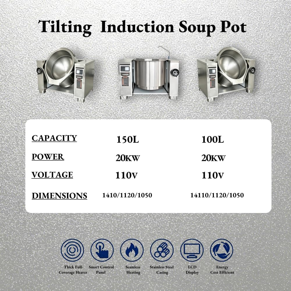 200l-commercial-tilting-induction-skillet-25kw-high-power-stir-fry-wok-800mm-diameter-420mm-depth-full-stainless-steel-cast-iron-heavy-duty-for-restaurant-central-kitchen-food-processing