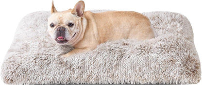 EHEYCIGA Fluffy Dog Crate Bed for Extra Large Dogs, Plush Faux Fur Pad, Calming anti Anxiety XL Bed for Crate, Washable Soft Warm Dog Mat with Non-Slip Bottom, Grey49