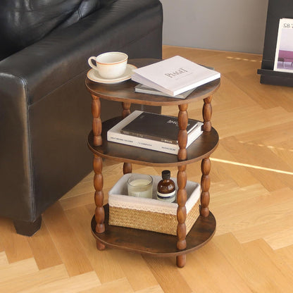 Side Table, 3-Tier Small End Table, Modern Oval Night Stand Accent Table for Living Room, Bedroom, Rustic Brown6