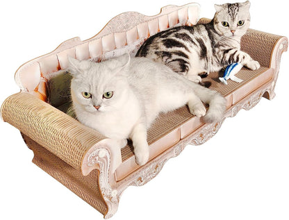 Miwoowim 31.5" Extra Large Cat Scratcher Sofa, Durable Cardboard Lounge Bed | Luxury Durable Corrugated Scratching Board Couch for Big Cats, Infinity Modern Stylish Lounger, Protects Furniture6