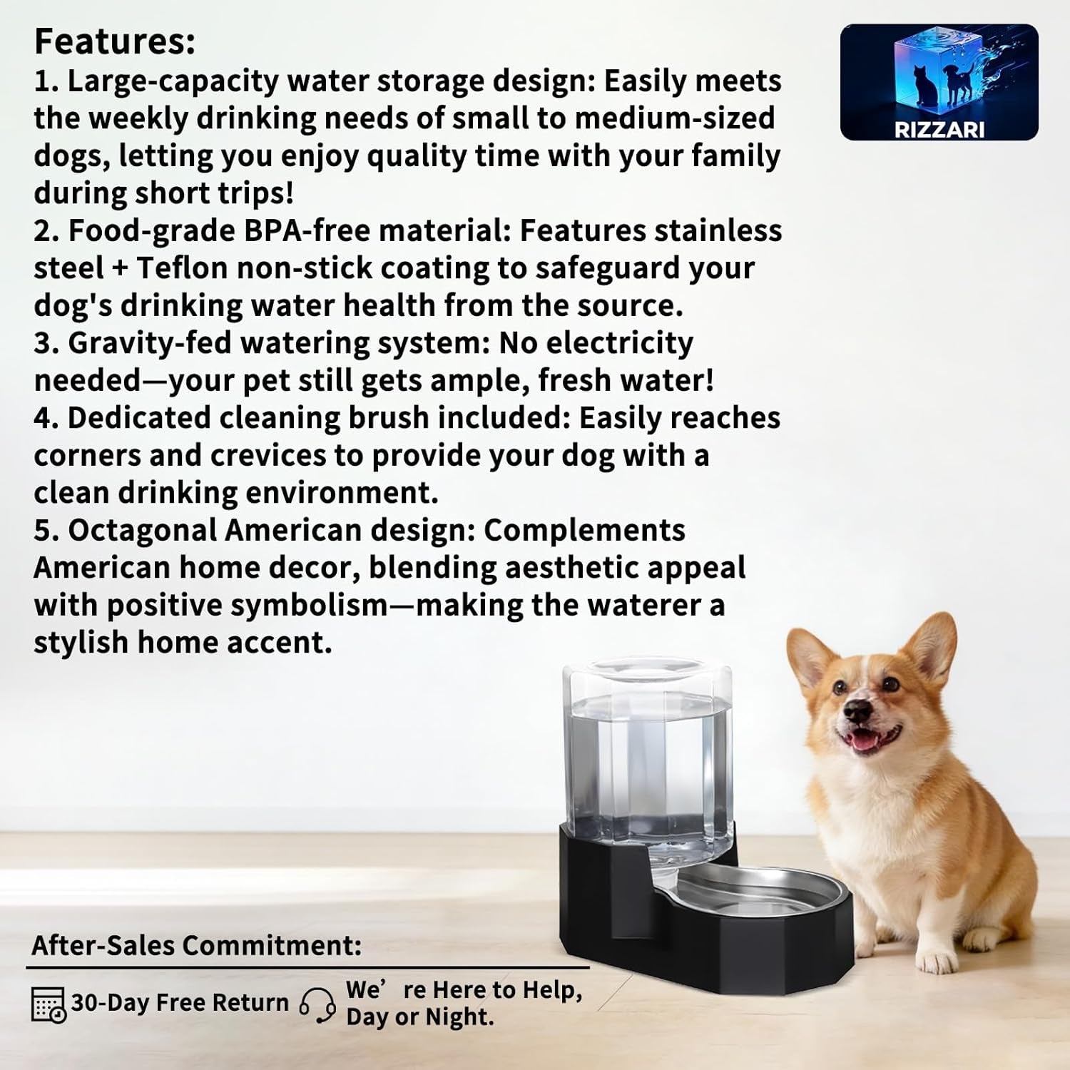 sfozstra-5l-cat-gravity-water-bowl-dispenser-stainless-steel-bowl-no-power-needed-no-filter-required-spill-proof-design-easy-cleaning-cats-small-dogs-home-crate-area-travel