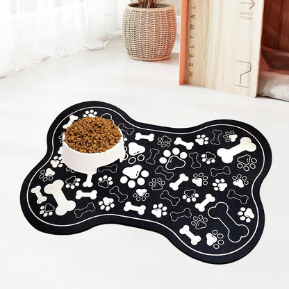 Dog & Cat Food Mat Bone Shaped Pet Feeding Mat Quick Absorb Water Bowl Placemat with Rubber Backing Indoor Floor Stain Resistant Pet Accessory Supplies (Light Pink Small, 12X18 Inches)12