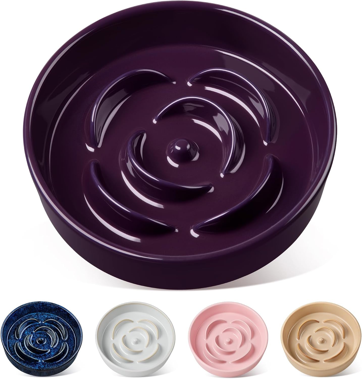 vancasso-slow-feeder-dog-bowl-0-6-cups-ceramic-dog-food-dish-for-fast-eaters-small-breed-puzzle-bowl-for-small-dogs-and-cats-blue