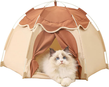 Gigreinc Cat Tent for Indoor, Indoor Dog House,Kitten Tent Suitable for Samll Dogs,Pet Cute Cave Nest Dog Houses(Beige, Medium)8