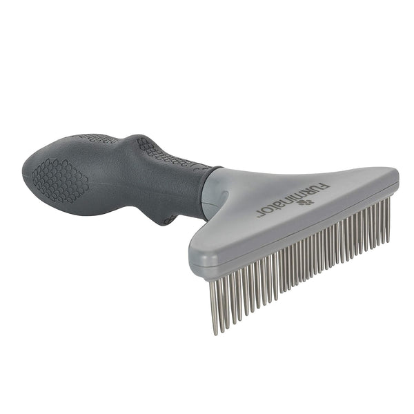 Furminator Dog/Cat Grooming Rake, Grooming Tool, Removes Loose Hair and Tangles, Gray | Removes Loose Hair & Tangles, Rotating Metal Teeth Help Prevent Mats, Use Daily to Maintain a Healthy Coat5