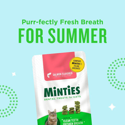 Minties Dental Treats for Cats, Salmon Flavored Treats for Cats, Freshens Breath and Controls Tartar, 2.5Oz8