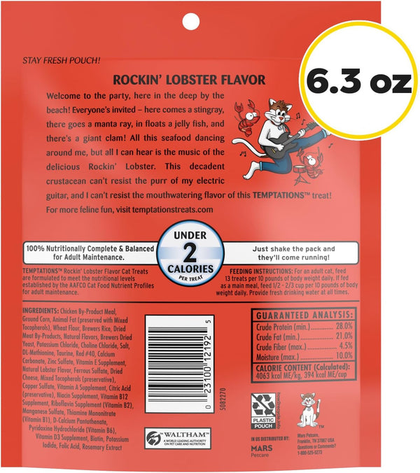 Temptations Classic Crunchy Cat Treats, Rockin' Lobster, 6.3 Oz, 10 Pack | under 2 Calories per Treat, 100% Complete & Balanced Adult Cat, Resealable Stay-Fresh Pouch, Use as Snack, Meal, or Topper9