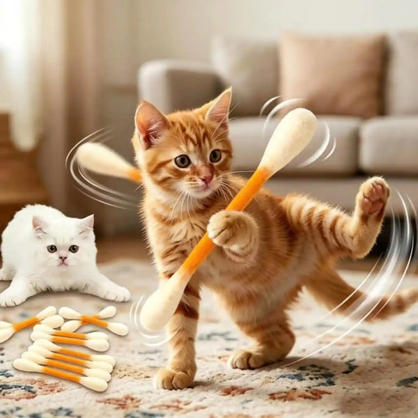 6 PCS Swabs Cat Toys with Catnip,Cat Qtip Toy,Cotton Swabs Cat Toys with Catnip,Durable for Chew,Interactive Kitty Kick Sticks for Cat Lovers Gift,Sturdy Teething Chew Toy (Colorful)7