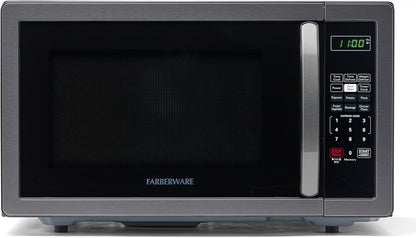 1.1 Cu. Ft. Countertop Microwave Oven – 1000 Watts Power, Auto Cook Settings, Defrost, Easy Clean and Child Safety Lock - Stainless and Black1