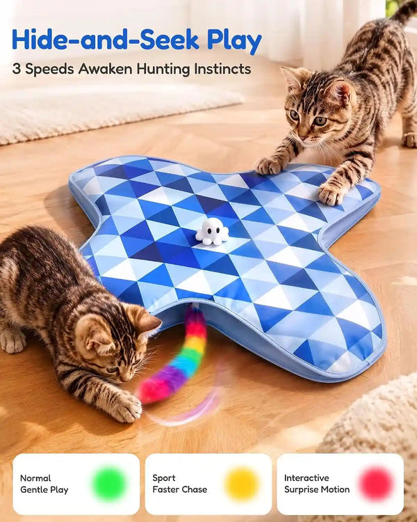 Petbusy 2026 Upgraded Hide&Seek Smart Interactive Cat Toys for Indoor Cat | Baby-Grade, Week-Long Rechargeable Battery, Touch to Wake Smart Standby & Moving Rainbow Tail for Bored Indoor Cats & Kittens2