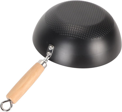 Carbon Steel Wok Stir - Fry Pans Set with Lid Chinese Wok Even Heating Thick Coated Multifunctional Iron Pot with Convenient Handle for Daily Home Cooking (20Cm)7