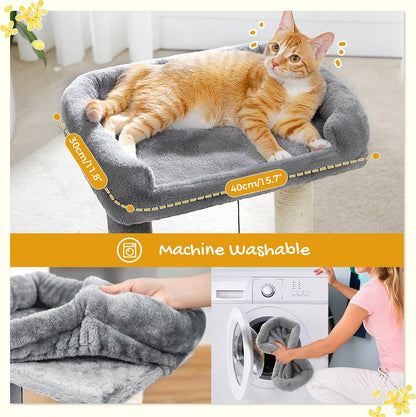 PAWZ Road Cat Scratching Post with Bed, Small Cat Tower with Pad & Ball | 19” Cat Stand with Padded Removable Bed, Full Sisal Scratching Post & Scratcher Pad Dual Play Ball for Kittens & Indoor Cats3