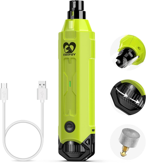 Casfuy 6-Speed Dog Nail Grinder - Newest Enhanced Pet Nail Grinder Super Quiet Rechargeable Electric Dog Nail Trimmer Painless Paws Grooming & Smoothing Tool for Large Medium Small Dogs (Blue)8