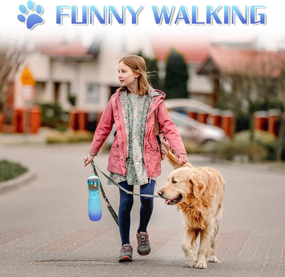 2-In-1 Dog Water Bottle Portable, Food Grade Travel Dog Bowls with Food Container, 19Oz Dog Water Bowl Dispenser, Hiking Essentials, Puppy Stuff Dogs Accessories Girl Boy (Blue)7