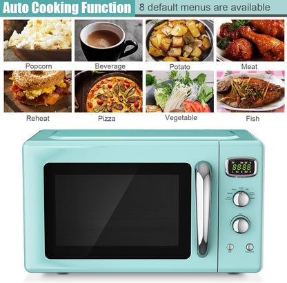 Retro Microwave 0.9Cu.Ft, 900W Countertop Microwave Oven W/5 Power Level, Defrost & Auto Cooking, LED Display, Pull Handle, Easy Clean Stainless Steel Interior, Child Lock, ETL Certification | 5 Power Level, Defrost & Auto Cooking, LED Display, Easy Clean Stainless Steel Interior, Child Lock, ETL Certification5