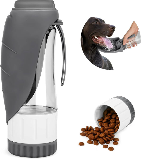 TIOVERY Upgraded Dog Water Bottle, Portable Dog Cat Puppy Pet Water Dispenser Feeder with Drinking Cup and Food Container Leak Proof for Outdoor Walking, Travel, Hiking 12OZ11
