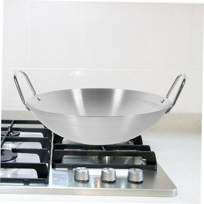 Stainless Steel Wok round Bottom Pot Non-Stick Pan for Chinese Stir Fry Double Handles Kitchen Gadget8