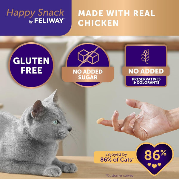 Happy Snack by FELIWAY®, Delicious, Lickable, Squeezable Purée Cat Treats for a Daily Calming Routine, Made with Real Chicken, 12 Pack (0.5Oz Tubes)3