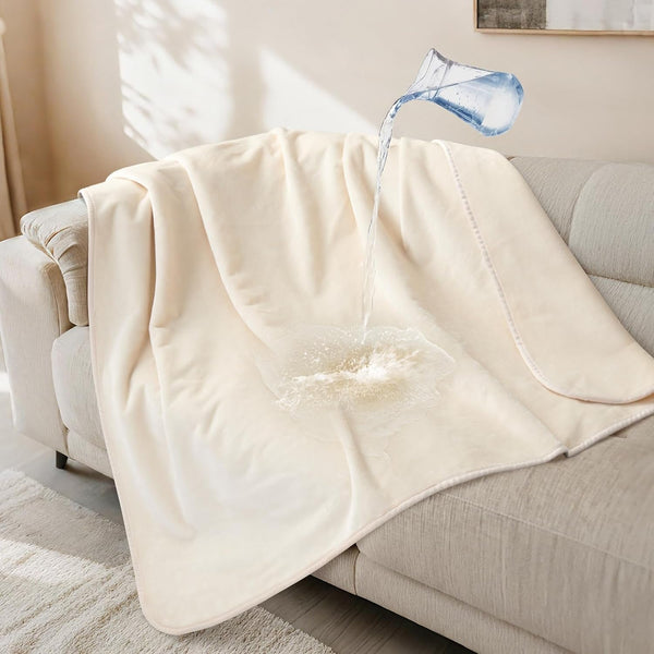 LOOBANI Waterproof Blanket for Bed, Soft Flannel Twin Bed Blanket 60" X 80" | Dog Pet Blankets for Large Dogs, Reversible Spill-Proof Throw for Couch Cover, Movie Time, Camping, Travel, Noise Free, Grey23