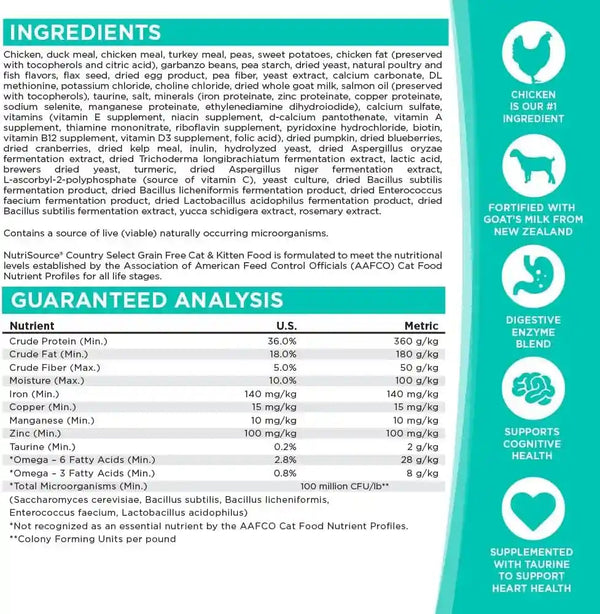 Nutrisource Grain Free Cat & Kitten Country Select, 4LB (Pack of 1)8