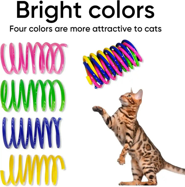 Cat Toys for Indoor Cats, 30 Pack Interactive Cat Spring Toys, Durable Colorful Plastic Spiral Springs for Kitten Hunt, Swat and Bite, Bulk Cat Toys3