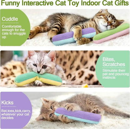 Retro Shaw Refillable Catnip Cat Kicker Toys Pillows, 10.1 Inches | Crinkle Sound, Safe and Durable, for Indoor Cats, Soft Plush, Boredom Relief, Interactive Fun4