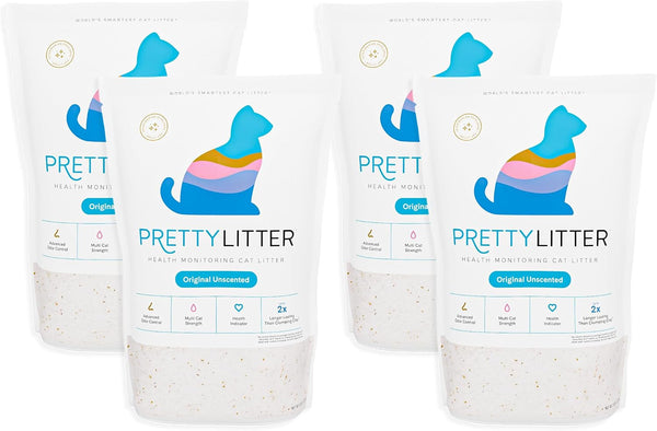 Prettylitter Health Monitoring Cat Litter (Unscented, Non Clumping) | Lightweight & Low Tracking, Color Changing Silica Gel Crystals, Advanced Odor Control — 6 Lbs, Pack of 2 (Up to 2 Month Supply)10