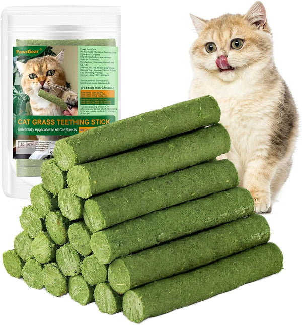 120G/4.23Oz Cat Grass Teething Stick Hairballs,Chew Sticks for Cats,Catnip Toys Sticks Indoor Kitten Chew Stick (Green)1