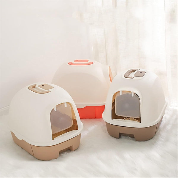 Dog Potty Training Toilet ﻿ Fully Enclosed Hooded ​Litter Pan with Front Entry Odor Close Door Cat Litter Box Scoop Supplie(A)5