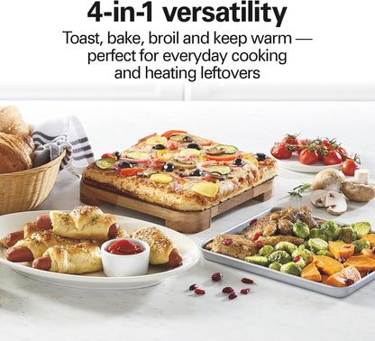 Countertop Toaster Oven & Pizza Maker Large 4-Slice Capacity, Stainless Steel (31401) | Bake, Broil, Toast | 30 Minute Timer | Automatic Shut off | 150 to 450ºf Adjustable Temp | Stainless Steel | 31401J3
