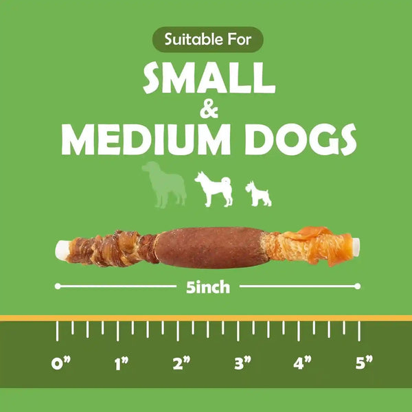 MON2SUN Dog Treats, 5 Inch Triple Flavor Wrapped Rawhide Sticks, 21.16 Oz | 30 Count Pack, Chicken Liver, Duck and Chicken Recipe, Long-Lasting Chew, Support Dental Health, for Small and Medium Dogs2