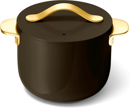 Caraway Petite Cooker, 2 Qt Ceramic-Coated Pot | Free from Forever Chemicals, Perfect for Rice, Grains, or Sauces, Black1