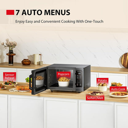 Flatbed Microwave Oven with Inverter Technology, 1.3 Cu.Ft, 1200W | Inverter Microwave, Smart Sensor, Mute Function, No Turntable, Countertop, Black Stainless Steel,7