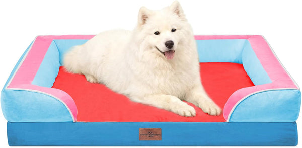 Comfort Expression Orthopedic Dog Bed for Extra Large Dogs with Bolster | Waterproof Dog Couch Bed with Washable Cover & Non-Slip Bottom, Supportive Egg Crate Foam XL Pet Bed, 42X30 Inch166