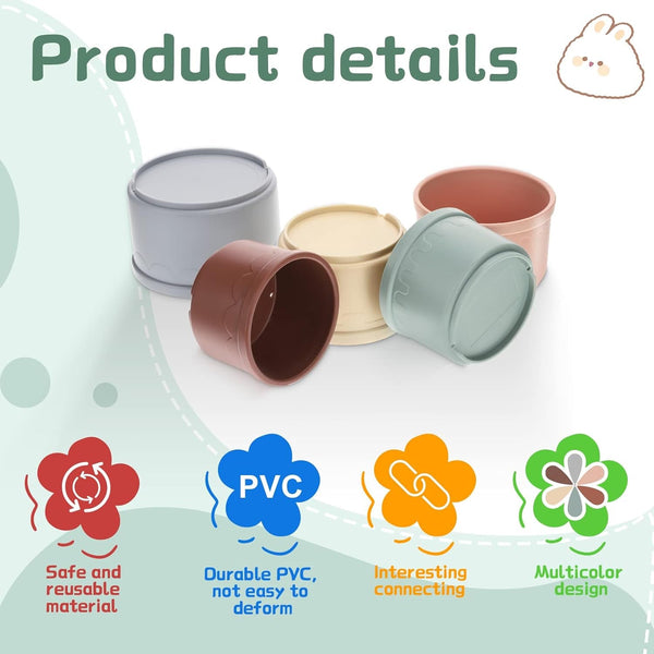 8 Pcs Stacking Cups for Bunny, Multi-Colored Reusable Rabbits Bunny Toys | MEWTOGO, Hiding Food and Playing, Keeping Bunnies Busy, Safe Plastic, Nesting Toys for Guinea Pig Hamster Gifts, 8 Sizes3