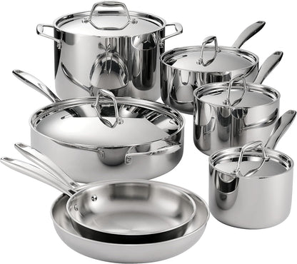 Signature Tri-Ply Clad Stainless Steel 12-Pc Pots and Pans Set | Cookware Kitchen Set, Induction-Ready, Dishwasher-Safe, Nsf-Certified, Made in Brazil1