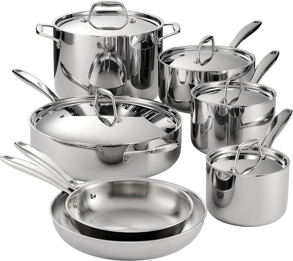 Signature Tri-Ply Clad Stainless Steel 12-Pc Pots and Pans Set | Cookware Kitchen Set, Induction-Ready, Dishwasher-Safe, Nsf-Certified, Made in Brazil1