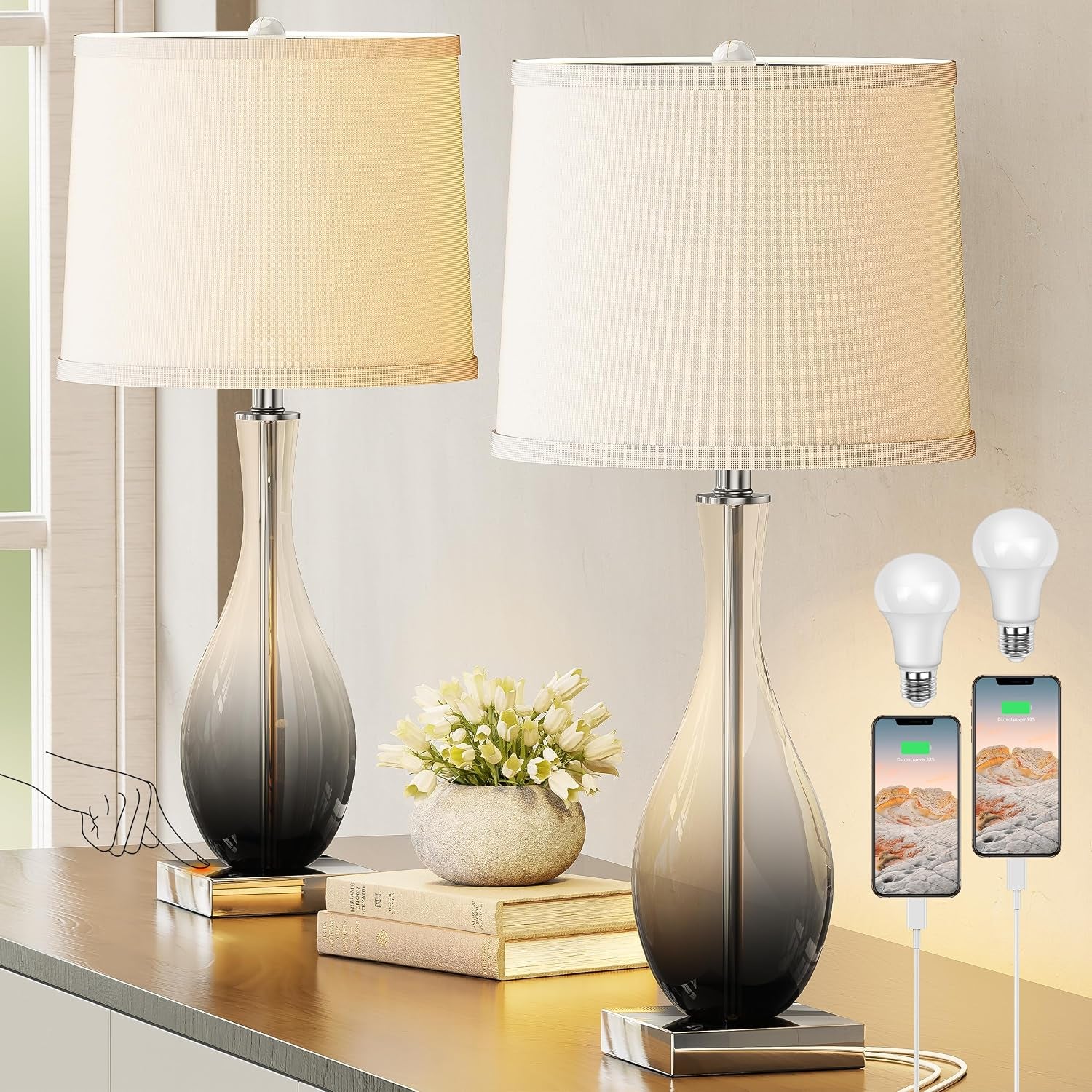 27-glass-table-lamps-with-usb-ports-touch-bedside-desk-lamps-set-of-2-3-way-dimmable-e26-base-bulbs-included-gray-gradient-lamp-body-modern-nightstand-lamps-for-livingroom-bedroom-office