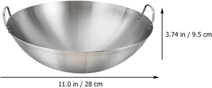 Stainless Steel Wok round Bottom Chinese Wok for Gas Stove Large Fry Pan Large Capacity Saute Pan 12.00X10.82X2.95In Even Heat Retention Easy-Clean Cooking9