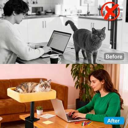 Cat Desk Bed, Sturdy Cats Bed for Desk with Washable Cover, Dual-Sided Breathable Summer & Winter, Comfortable Soft Pet Nest Bed with Reinforced Steel Frame, Easy Assembly for Home Office/Study Room6
