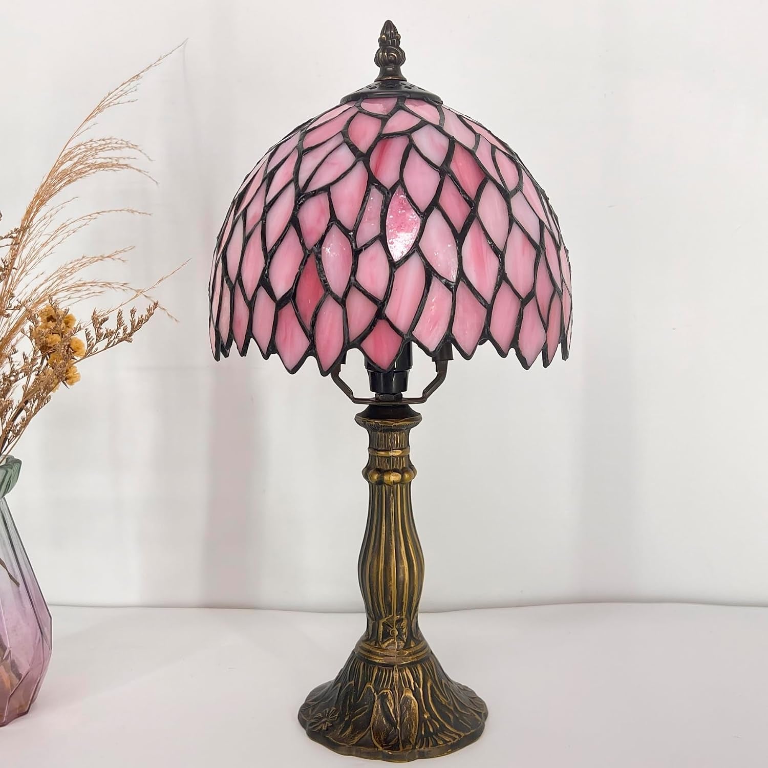 table-lamp-base-replacement-onlyb-4-h-15-inch-fit-for-6-8-10-inch-tiffany-style-stained-glass-lampshade-dark-bronze-finish-resin-push-switch-on-cord