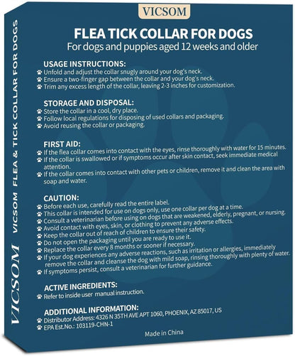 VICSOM Flea Collar for Dogs, Flea and Tick Prevention for Dogs, 4 Pack | 32 Months Flea and Tick Treatmen for Puppies and Small, Medium, Large Dogs, Waterproof Adjustable Collars, Unscented, Black8