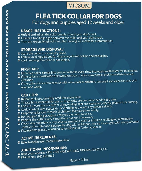 VICSOM Flea Collar for Dogs, Flea and Tick Prevention for Dogs, 4 Pack | 32 Months Flea and Tick Treatmen for Puppies and Small, Medium, Large Dogs, Waterproof Adjustable Collars, Unscented, Black8