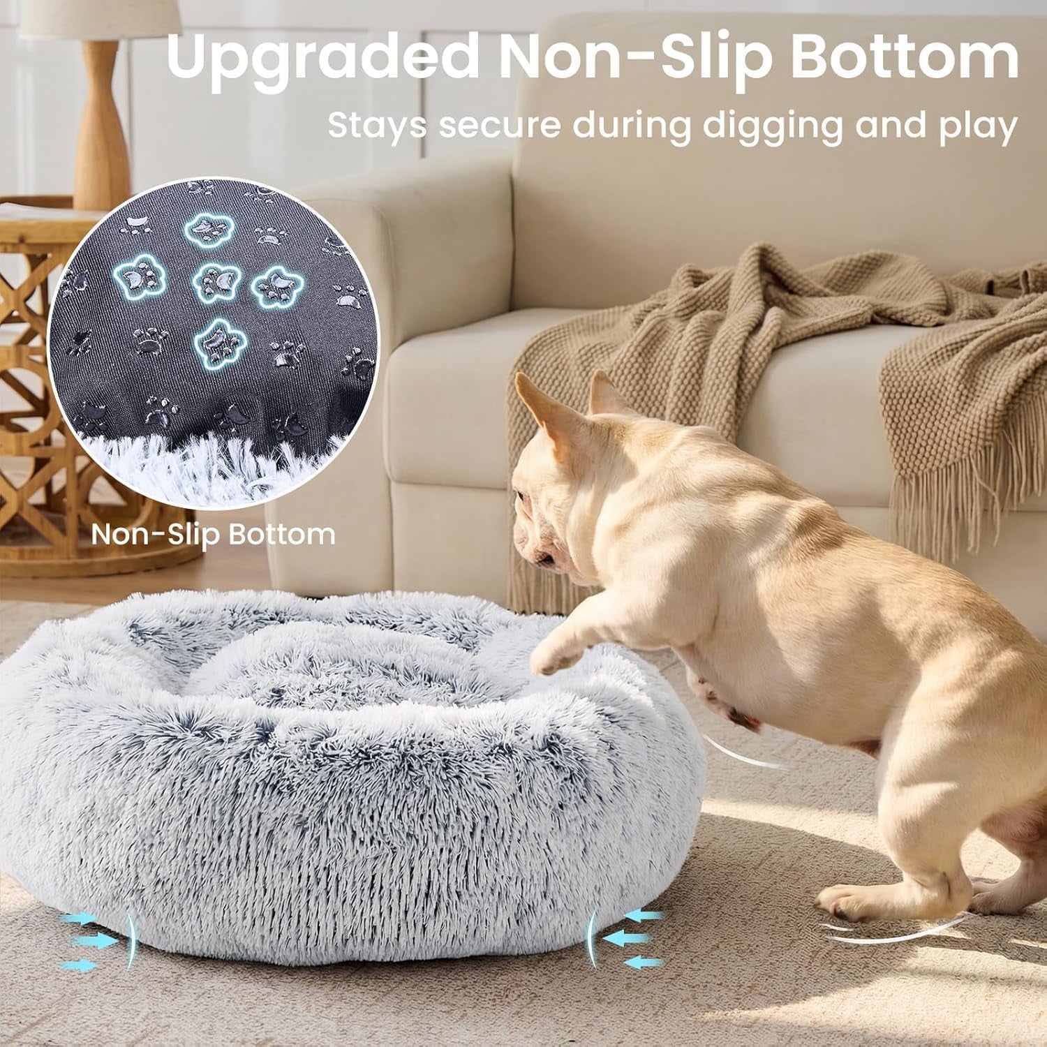 jollyvogue-small-dog-bed-calming-dog-beds-for-small-dogs-indoor-cats-20-inches-donut-washable-cat-bed-for-kittens-puppies-round-fluffy-plush-faux-fur-pet-bedssmoke-grey