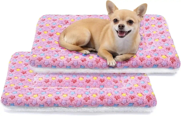 Mora Pets Dog Crate Pad - Ultra Soft Pet Bed with Cute Star Print, Washable Mat for Large Medium Small Dogs, Reversible Fleece Kennel Liner, Cat Bed 23 X 18 Inch Brown10