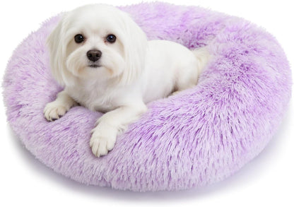 Small Calming Dogs Bed for Small Dogs Anti-Anxiety Machine Washable Fluffy Luxury Anti-Slip Waterproof Mute Base Warming Cozy Soft Pet Puppy round Bed38