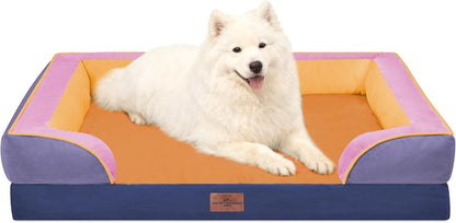 Comfort Expression Orthopedic Dog Bed for Extra Large Dogs with Bolster | Waterproof Dog Couch Bed with Washable Cover & Non-Slip Bottom, Supportive Egg Crate Foam XL Pet Bed, 42X30 Inch117