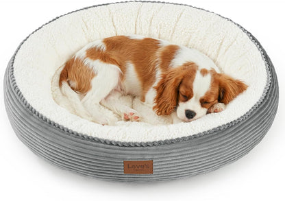 Love'S Cabin round Donut Cat and Dog Cushion Bed, 20In Bed for Cats or Small Dogs, Anti-Slip & Water-Resistant Bottom, Super Soft Durable Fabric Pet Beds, Washable Luxury Cat & Dog Bed Gray56