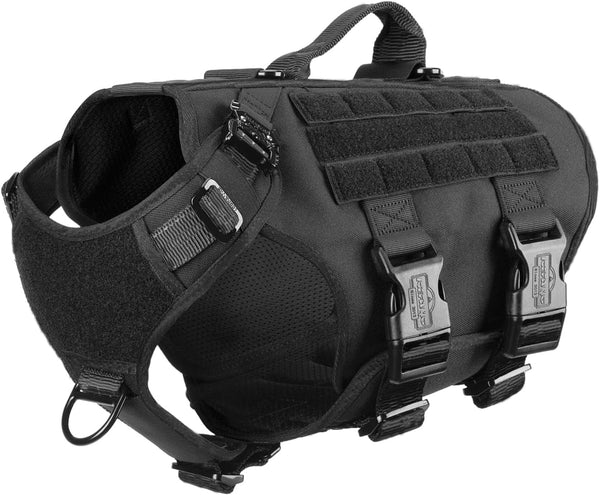 ICEFANG No Pull Tactical Dog Harness for Large Dogs,Adjustable Dog Vest | Control Handle,Molle Panel,Front Hook,3 Leash Clips,Soft Padded,For Walking Training,Pink,Large23