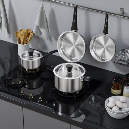 6-Piece Stainless Steel Pots and Pans Set, Kitchen Cookware Set with Stay-Cool Handles Compatible with Gas, Electric & Induction, Dishwasher Safe, Non-Toxic & Durable for Everyday Cooking7